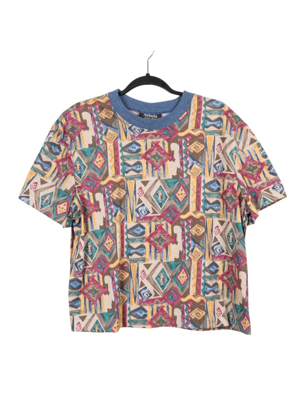 Nebula VTG Crewneck Cropped Shirt 12 Adult 90s Geometric Sportswear Short Sleeve